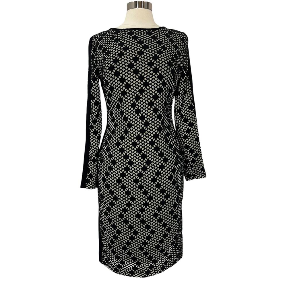 VINCE CAMUTO Long Sleeve Diamond Pattern Midi Dress SZ 10